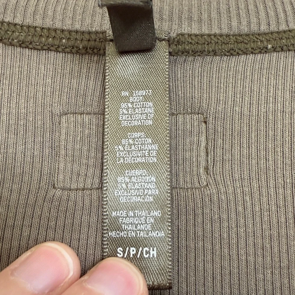 Skims soft lounge Henley army green ribbed small EUC - Picture 5 of 7